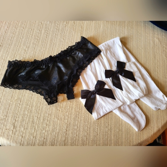 Sofishie Other - Thigh-high Bow Stockings & Crotchless Panties by Sofishie (Size: S)